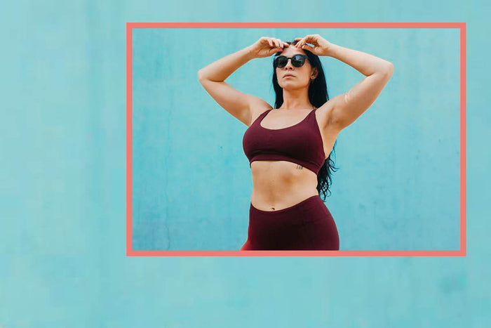 Claire Fountain gazing in Gym gear for Innermost 