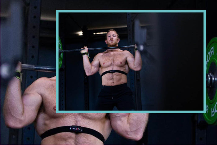 James Pook lifting in Gym for Innermost 