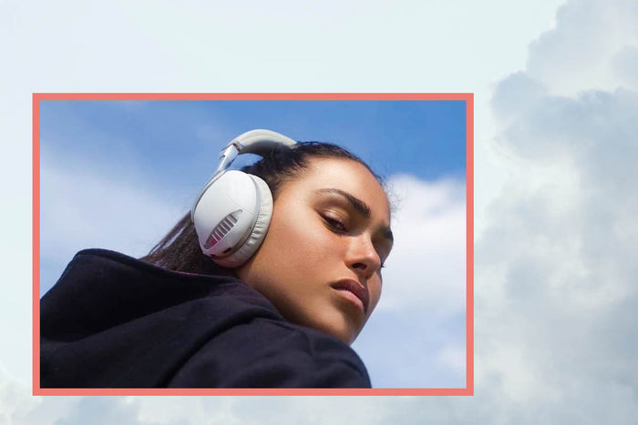 Photo of Lauren White with headphones on 