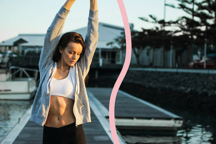 Woman stretching arms 