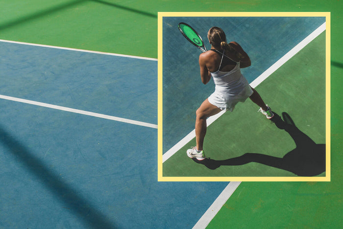 Top tennis athlete playing on the court 