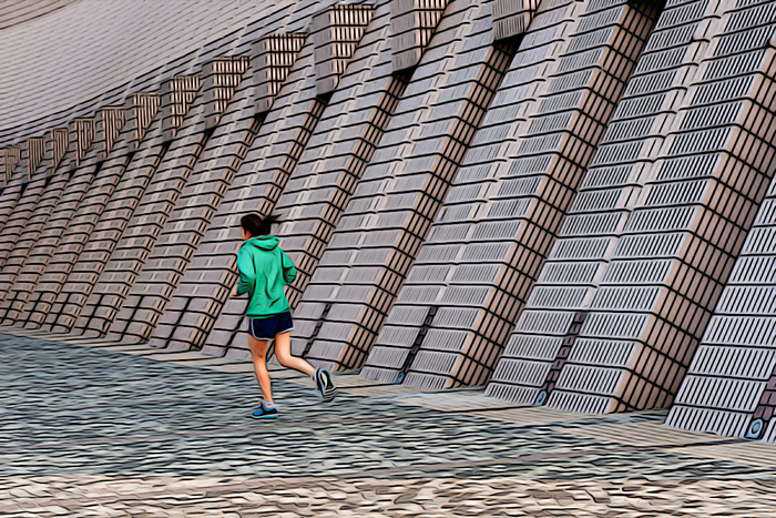 Woman doing cardio activity outdoors