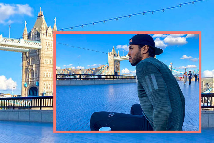 Zack Seamons repping Innermost's Energy booster on London bridge