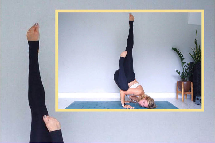 Zoe Woodward practicing high-intensity yoga stretches 