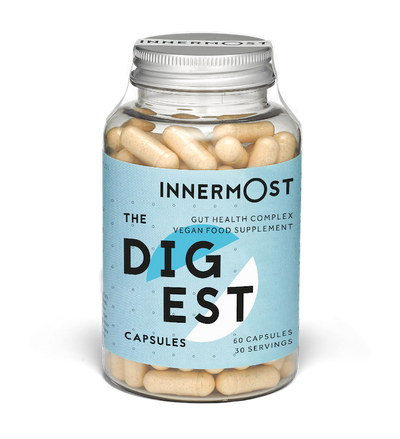 The Digest Capsules. These daily capsules contain probiotics and prebiotics to encourage the growth of good gut bacteria, with digestive enzymes and ginger to improve digestion and reduce bloating.