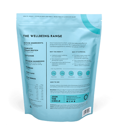 A pouch of The Health Protein - vegan protein powder developed by Innermost